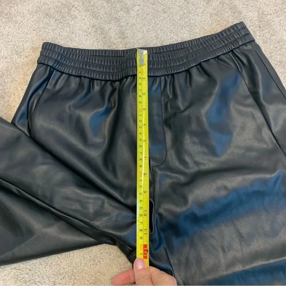 Zara black faux leather vegan joggers pull on Sz M NWT - Picture 10 of 13